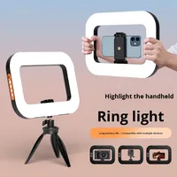 Lampe d'appoint portable pour la beauté, le streaming en direct en extérieur et la photographie de bureau, avec cage à lapin et éclairage annulaire