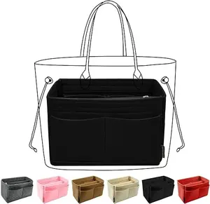 Vendita calda di feltro borsa cosmetica Organizer per borsa inserto per borse Custom Tote borsa da spiaggia inserto Organizer con 5 taglie