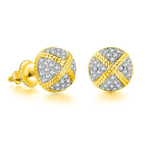 Stud Earrings Ball Shape Micro Pave Zircon Two Tone Gold Plated Geometric Design Party Fashion Jewelry - Product Image 4