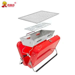 Camping New Suitcase Design Camping Grills Outdoor Portable Folding Stainless Steel Charcoal BBQ Grill