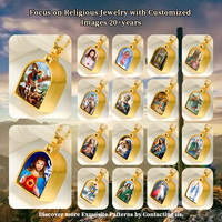 Pendentif médaillon Sainte Thérèse en acier inoxydable plaqué or, style religieux, échantillon disponible pour contrôle qualité