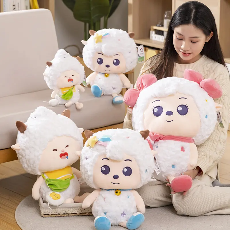 TK Hot Selling Kawaii Teddy Bear Toy Stuffed Animal Pluches Pleasant Goat and Big Big Wolf Stuffed Sheep Pluches Baby Kids Toys