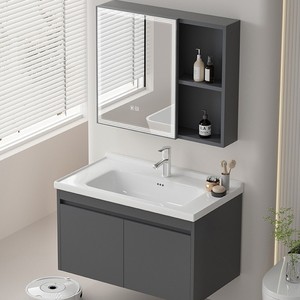 Modern Minimalist Honeycomb Aluminum Alloy Bathroom Vanity with Smart <b>Mirror</b> Integrated Ceramic Basin for <b>Small</b> Hotel Bathroom - Product Image 2