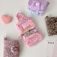 Nouvelle petite bourse à monnaie en peluche douce et moelleuse, imprimé léopard, porte-cartes, mini portefeuille pendentif, sacs de rangement portables pour cartes bancaires pour étudiants
