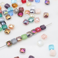 Zhubi Multi Couleurs 6MM Perles De Verre Carrées Plates 50pcs AB Cubes De Cristal Brillant Perles De Verre Glaçure pour Kits De Fabrication De Bijoux