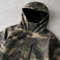 Veste coupe-vent à capuche camouflage pour homme, personnalisable OEM ODM, fermeture éclair intégrale, légère, streetwear d'extérieur, fabricant de vêtements sur mesure