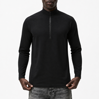 T-shirt de sport pour homme à col montant, à manches longues, à séchage rapide, respirant, extensible, avec demi-fermeture éclair, design OEM, pour la course et le fitness