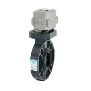 EPDM wafer flange 12v 24v dc pvc plastic electric motorized water automatic actuator butterfly valve price dn50