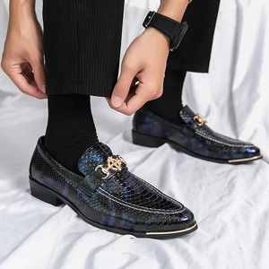 Chaussures Oxford en cuir véritable de haute qualité, style britannique, pour homme, formelles, à enfiler, à bout pointu, à semelle souple, pour mariage, fête, serpent - Product Image 5