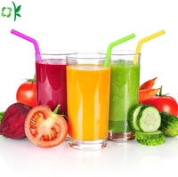 OKSILICONE Paille à boire réutilisable à bulles colorées sans BPA Grand gobelet pliable Pailles en silicone Accessoires de barre> 5 pièces