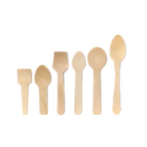 Natural Disposable Wooden Ice Cream Spoon With Custom Logo