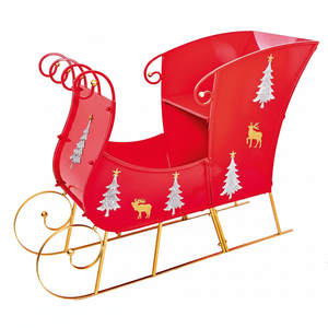 <b>Red</b> Color Metal Christmas Decoration Sleigh Made of High Quality <b>Material</b> With Customized Sizes With Sizes 14 X 10.75 Inches - Product Image 1