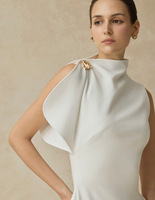 Robe longue élégante au design raffiné et délicat, taille cintrée, robe de soirée légère, style féminin, robe irrégulière