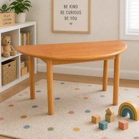 Table en bois demi-ronde Chuangjin 120 cm, bureau d'activités Montessori pour salle de classe, hauteur réglable 40-55 cm, fournisseur en gros