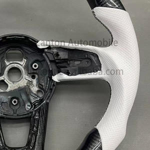 Améliorations du volant de voiture en fibre de carbone en cuir perforé blanc pour Audi A3 A4 A5 Volant en fibre de carbone - Product Image 4
