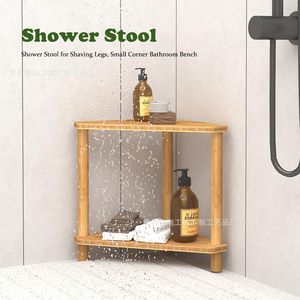 Étagère d'angle en bois pour salle de bain Lu Xu, 17,16x12,4x15 pouces, rangement à deux niveaux avec patins antidérapants pour articles de toilette - Product Image 3