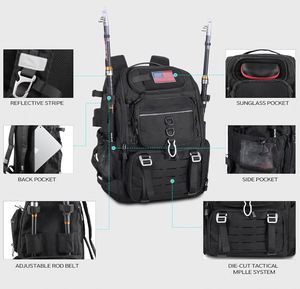 39L Fishing Tackle Backpack with <b>Rod</b> <b>Holders</b> Cooler Water Resistant Fishing Gear Storage Bag with Protective Rain Cover - Product Image 3