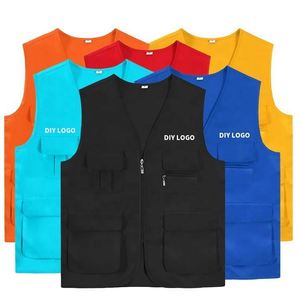 Gilets de pêche personnalisés pour hommes, été, haute performance, multi-poches, extérieur, 100% coton, séchage rapide - Product Image 1