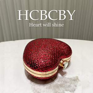 Elegant Women's Glam Red Mini Heart-Shaped Clutch <strong>Sparkling</strong> Evening <strong>Bag</strong> for Brides and Parties - Product Image 5