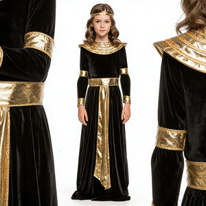 Costume da <span class=keywords><strong>Cleopatra</strong></span> dell'Antico Egitto per Bambine, Abito Cosplay per TV e Film, Vestito da Regina Faraone in Velluto Nero e Oro per Halloween - Product Image 3
