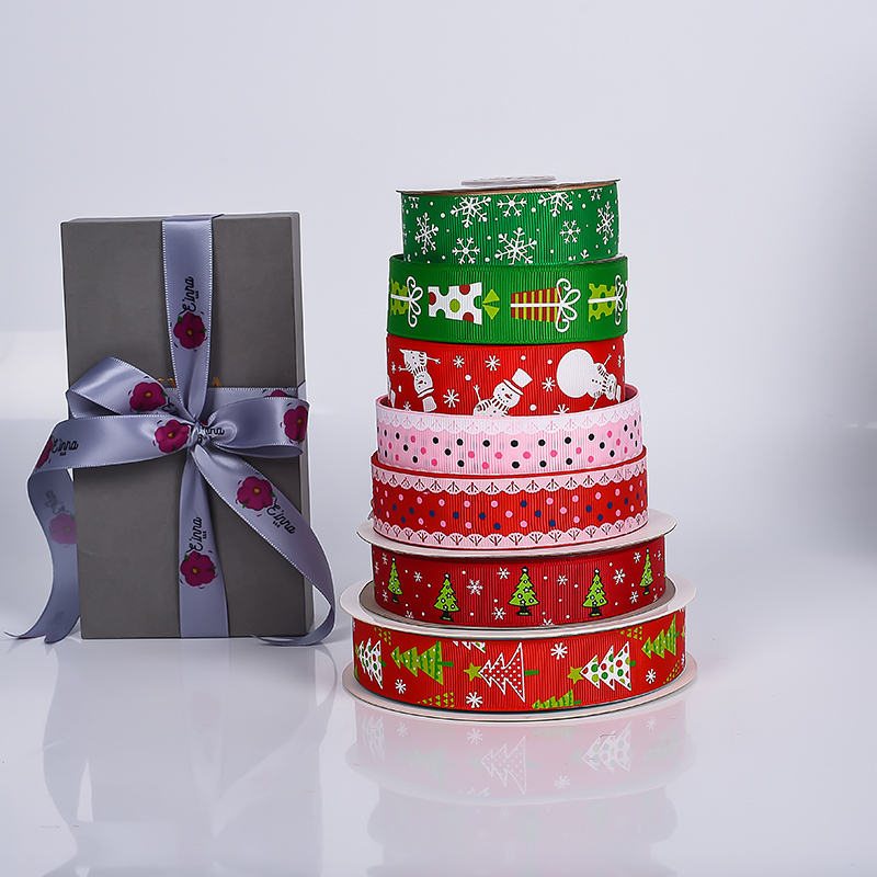 Factory Wholesale Color Decorative Printed love You Heart Satin Printed Gift Christmas Ribbon With logo