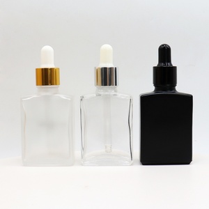 Botella de Vidrio Cuadrada Esmerilada de Lujo de 30 ml con Gotero y Logotipo Personalizado, Botella de Vidrio Cosmética Plana Mate/Negra/Transparente de 100 ml, Caja de 30 ml, Pedido Mínimo de 100 Unidades - Product Image 1