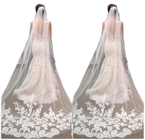 Accessoires de mariage : Voile de mariée 3M avec peigne, bordure en dentelle, style cathédrale, voiles de mariée longs - Product Image 1