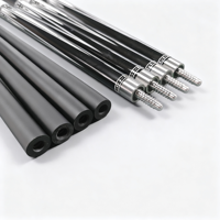 Xinkuno 1/2 Split Fiberglass Black Tech Pool Cue Sambungan Aluminium Alloy Ringan Tahan Lama Ujung Sedang/Besar untuk 8-Ball 9-Ball