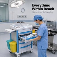 Chariot d'urgence mobile pour clinique vétérinaire avec verrouillage centralisé et organisateur de fournitures chirurgicales