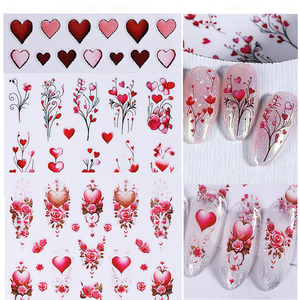 Pegatinas 3D para <span class=keywords><strong>Uñas</strong></span> con Diseño de Rosa y Corazón para el Día de San Valentín, Calcomanías con Forma de Corazón, Globos y Flores, Decoración de <span class=keywords><strong>Uñas</strong></span> - Product Image 1