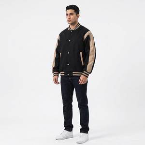 FINER THREADS Custom Logo Men's Winter Varsity Jacket-100% Cotton Stand Collar Embroidered Front Logo Position - Product Image 1