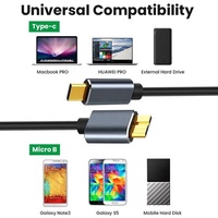 Câble de synchronisation USB3.1 Type-C mâle vers USB 3.0 Micro B mâle Câble de synchronisation de charge rapide de 1m pour disque dur Type C vers câble de données Micro B