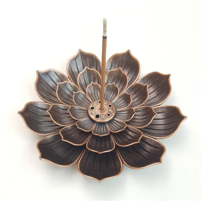 Hot Sale Exquisite New Lotus Metal Incense Burner Portable Home Incense Stick Holder Burner