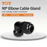 IP68 90 °   Passe-câble coudé en nylon à double étanchéité, connecteur étanche en plastique pour câble