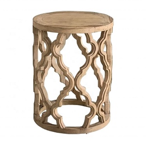 Mesa Auxiliar Hoolnn HL232 de Estilo Rústico Francés, Hecha a Mano con Madera Sólida de Olmo Reciclado, para Sala de Estar, Hotel u Hogar - Product Image 5