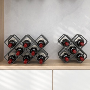 Estante de hierro forjado para exhibición de botellas de vino tinto, soporte de vidrio de lujo, individual, colgante de pared de encimera de metal, apilable - Product Image 4