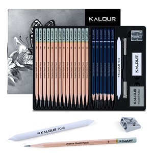 Offre Spéciale KALOUR nouveau produit 25 pièces <span class=keywords><strong>crayon</strong></span> <span class=keywords><strong>Graphite</strong></span> croquis <span class=keywords><strong>crayon</strong></span> et <span class=keywords><strong>crayon</strong></span> <span class=keywords><strong>Graphite</strong></span> mat <span class=keywords><strong>dessin</strong></span> ensemble dans une boîte en papier - Product Image 1