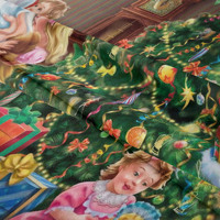 Tapisserie murale de Noël haut de gamme : Village enneigé, traîneau du Père Noël et rennes – Décoration murale pour chambre, salon, maison de vacances