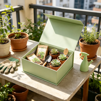 Coffret Cadeau Jardin Sauge avec Plantes Succulentes, Truelle, Sachets de Graines, Gants, Flacon Pulvérisateur – Emballage pour Balcon, Vente en Gros, Ensemble Cadeau
