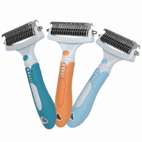 Peigne de toilettage pour animaux de compagnie en plastique double face, brosse pour enlever les nœuds et les poils morts pour chats et chiens