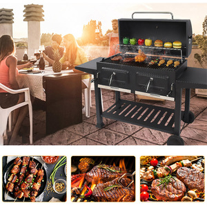 Large Outdoor BBQ Grill With Trolley And Storage Shelf For Backyard Cooking - Product Image 3