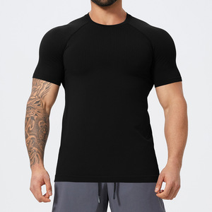 เสื้อยืดฟิตเนสแขนสั้นไร้ตะเข็บสำหรับ<span class=keywords><strong>ผู้ชาย</strong></span>เสื้อยืดถักสีพื้นสำหรับฤดูใบไม้ผลิฤดูร้อนฤดูใบไม้ร่วงการฝึกกล้ามเนื้อกลางแจ้ง - Product Image 6