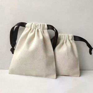 Contemporary Durable Cotton <b>Drawstring</b> Gift Packaging <b>Pouch</b> with Embossing Printing for Jewelry and Travel - Product Image 4