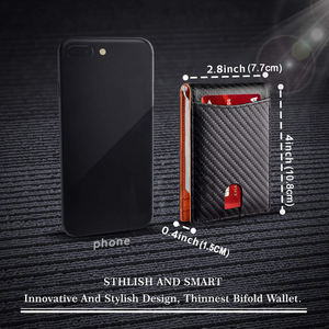 กระเป๋าสตางค์ AndoBag RFID Block Card Holder สำหรับผู้ชาย ทำจากคาร์บอนไฟเบอร์และหนังวัวแท้ ดีไซน์บางเฉียบ พับได้ พร้อมที่หนีบเงิน - Product Image 2