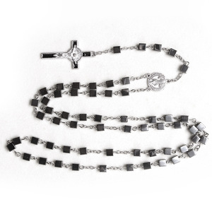 Collana con rosario cattolico ciondolo croce preghiera conteggio preghiere come <span class=keywords><strong>le</strong></span> dicono rosari ematite nero 8mm perline regalo gioielli - Product Image 3
