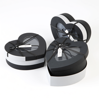 Boîte cadeau en carton rigide en forme de cœur, recyclable, vente en gros d'usine, ensemble de boîtes cadeaux multi-tailles avec fenêtre transparente et nœud