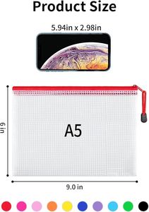 Bolsa Organizadora de Documentos Personalizada, Bolsa Transparente con Cierre de Malla, Carpeta de Archivos de Plástico para Útiles Escolares y de Oficina, Bolsas de Archivos de PVC A5 - Product Image 2