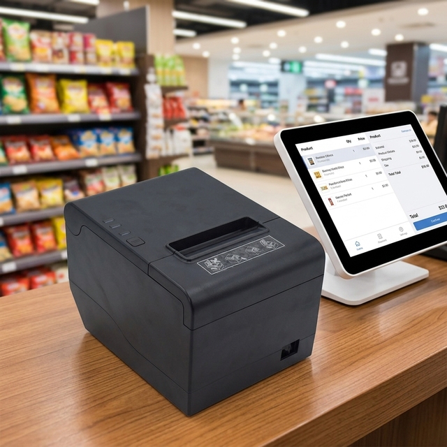 80mm Desktop Handsfree Direct Thermal Printing Thermal Receipt Printer with Auto Cutter