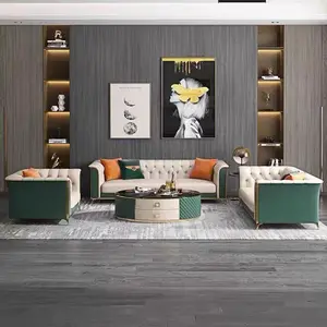 Hot Sell Modern Leather Sectional Hotel Home Furniture Grey Sofa Bed leather Velvet Sofa Set Furniture Living Room Sofas