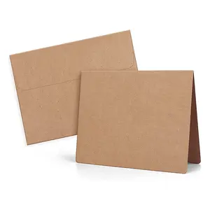 Özel doğum günü kartları yazdırılabilir 5x7 Kraft kağıt kahverengi boş not kartları ve davetiyeler için A7 kendini mühür zarflar